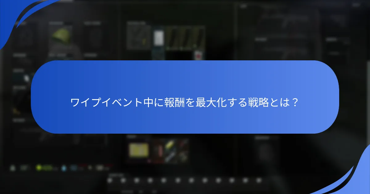 ワイプイベント中に報酬を最大化する戦略とは？